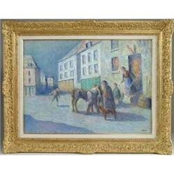 MAXIMILIEN LUCE (French, 1858-1941) “LE DEPART” (LEAVING HOME).