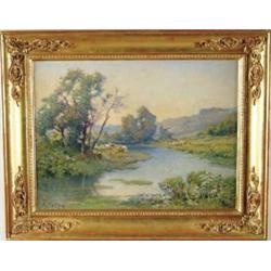 SAMUEL FRERE (French, 1847-1931) BY THE RIVER.