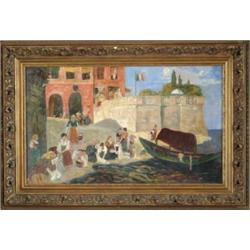 ANTOINE BOUVARD (French, 19th/20th Century) CANAL SCENE STUDY.