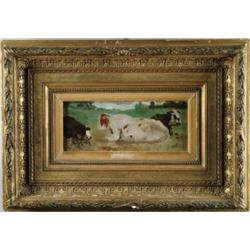 EMILE CHARLES JULIAN DE LAROCHENOIRE (French, 1825-1899) RESTING CATTLE.