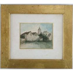 SCHOOL OF COROT (French, 19th Century) FRENCH TOWN CHURCH.