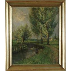 FEY (German School, 20th Century) DUCKS IN THE RIVER.