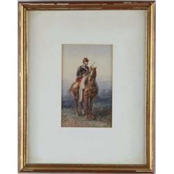 ORLANDO NORIE (British, 1832-1901) SOLDIER ON HORSEBACK.