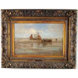 GROENWALD (Dutch, 19th Century) MEETING THE BOATS.