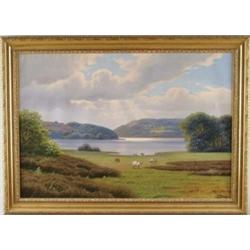 KAI JAPPE DREWS (Danish, 1884-1964) PASTORAL PANORAMIC LANDSCAPE.
