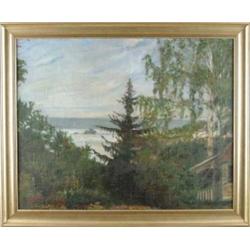 SEVERIN NILSSON (NILSON) (Swedish, 1846-1918) LAKEFRONT VIEW.