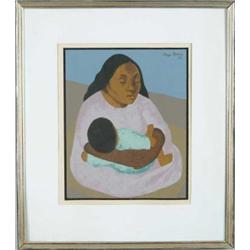 DIEGO MARIA RIVERA (Mexican, 1886-1957) MOTHER AND CHILD.