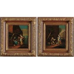 UNSIGNED (European, 19th Century) PAIR OF EUROPEAN GENRE SCENES.