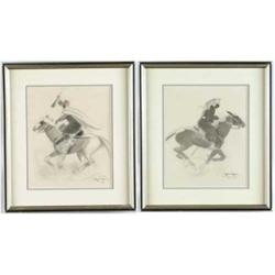 LEON RENI MEL (European, 20th Century) PAIR OF WATERCOLORS. 