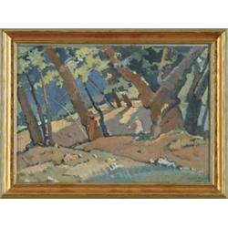 LEON RENI MEL (European, 20th Century) FIGURE IN THE WOODS.