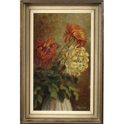 F. P. GESTERN? (European, 20th Century) CHRYSANTHEMUMS IN VASE.