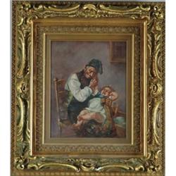 R. RENTZ (European, 19th Century) THE CRYING BABY.