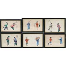 UNSIGNED (Chinese, 19th Century) SIX FIGURAL PAINTINGS.