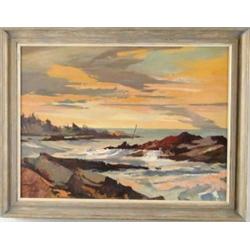 LAURENCE PHILIP SISSON (American, 1928-) SUNSET OVER MAINE COAST.