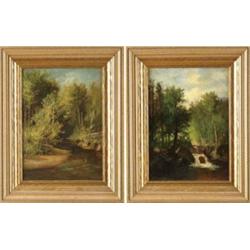 HARRISON BIRD BROWN (American, 1831-1915) PAIR OF MAINE SUMMER LANDSCAPES.