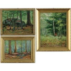 FREDERICK H. DANIELS (American, 1872-) THREE PAINTINGS “SAM’S WOODS”.