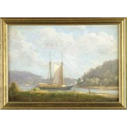 UNSIGNED (American, 19th/20th Century) ICE SCHOONER ON THE KENNEBEC.