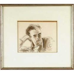 HENRY VARNUM POOR (American, 1888-1970) DRAWING OF BILL CUMMINGS.