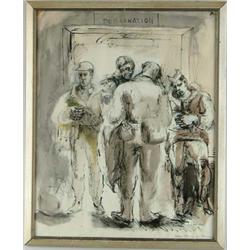 ANNE POOR (American, 1918-2002) “SOLDIER RETURNING FROM OVER SEAS”.