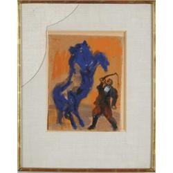 BENJAMIN D. KOPMAN (American, 1887-1965) CIRCUS HORSE WITH TRAINER.