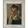 Image 1 : UNSIGNED (American, 20th Century) PORTRAIT OF A MAN WITH YELLOW SCARF.