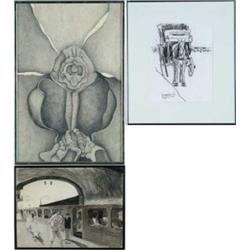 (American, 20th Century) THREE FRAMED WORKS OF ART.