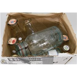 BOX OF MILK BOTTLES AND MORE