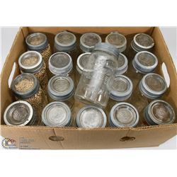 BOX OF VINTAGE JARS WITH LIDS