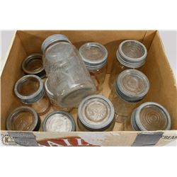 BOX OF VINTAGE JARS, SOME WITH LIDS