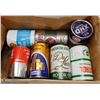 Image 1 : BOX FULL OF VINTAGE OIL CANS.