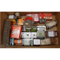 COLLECTION OF ANTIQUE SPICE TINS.