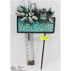 CAST IRON JOHN DEERE WELCOME SIGN.