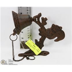 ANTIQUE CAST IRON DOOR BELL WITH SQUIRREL