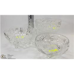 3 PINWHEEL CRYSTAL PEDESTAL FRUIT BOWL - 9"HX8"W,