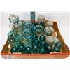 Image 1 : LARGE FLAT OF BLUE GLASS CANNING JARS & INSULATORS
