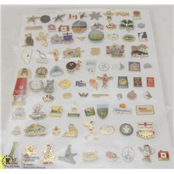 SHEET OF 84 VARIOUS COLLECTOR PINS
