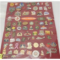 SHEET OF 80 VARIOUS COLLECTOR PINS