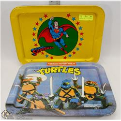 2 VINTAGE TRAYS INCL SUPERMAN AND TEENAGE