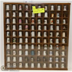 100 COLLECTOR THIMBLES IN DISPLAY CASE