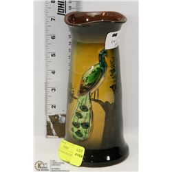 ANTIQUE CERAMIC PEACOCK VASE.