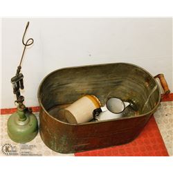 COPPER DOUBLE BOILER WITH A SAD IRON AND MORE