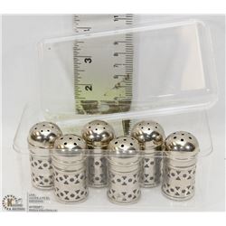6 VINTAGE SILVER PLATED UK SALT & PEPPER SHAKERS