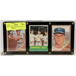 SET OF THREE VINTAGE CARDS INCL MICKEY MANTLE