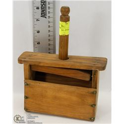 ANTIQUE WOODEN BUTTER PRESS.