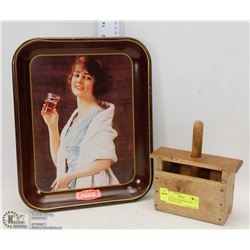 VINTAGE BUTTER MAKER AND COCA COLA TRAY