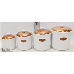 VINTAGE COPPERTOP KITCHEN CANISTER SET.