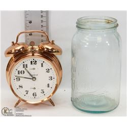 DOUBLE BELL COPPER CARDINAL ALARM CLOCK WITH