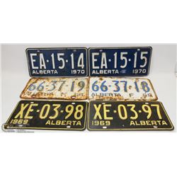 LOT OF 6 CONSECUTIVE LICENSE PLATES