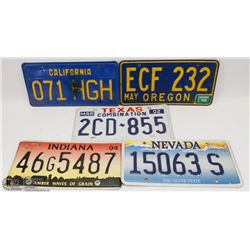 LOT OF 5 AMERICAN LICENSE PLATES