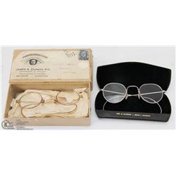 SET OF 2 ANTIQUE EYE GLASSES BY JAMES